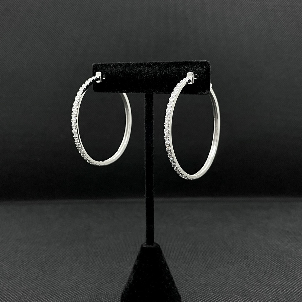 Sterling Silver CZ Hoop Earrings